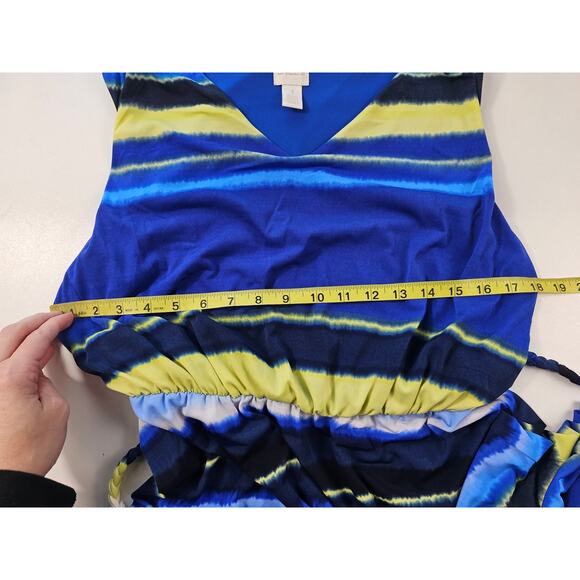 Chicos size 1 (M) blue yellow tiedye elastic waist w/ tie Sleeveless summer EUC^ - Picture 7 of 7